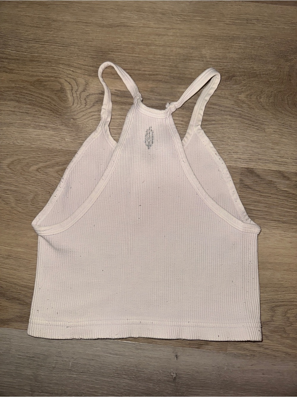 Free People Ribbed White Halter Crop Tank Top